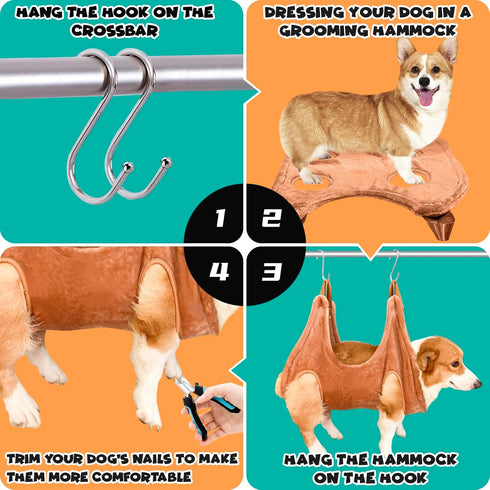 WSCXSC Dog Grooming Kit - Dog Grooming Supplies, Hammock, Harness, Nail Clippers, Dog Hammock Kit for Nail Trimming
