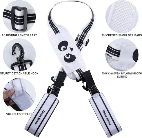 Ski Carrier Strap - Adjustable Padded Shoulder Carrying Strap for Ski and Pole, Portable Downhill Gear