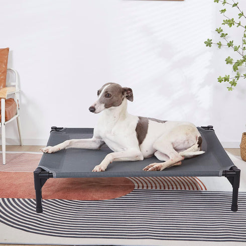 pettycare Elevated Outdoor Dog Bed, Heavy Duty Waterproof Cooling Bed for Large Dogs XL, Non Slip, 49 Inches, Grey