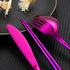 Travel Utensils Reusable Silverware Set - Portable Cutlery Set with Waterproof Carrying Case for Lunch Boxes