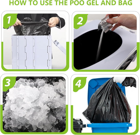 Set, 8 40 Pack Hapoon Portable Camping Toilet Bags and Poo Gel Porta Potty Bags, HDPE Material with Leak-Proof Design