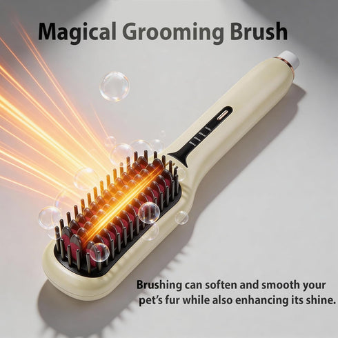 2-in-1 Electric Pet Grooming Brush with Coconut Oil Conditioner Spray, Professional Hair Styling Tool for Medium