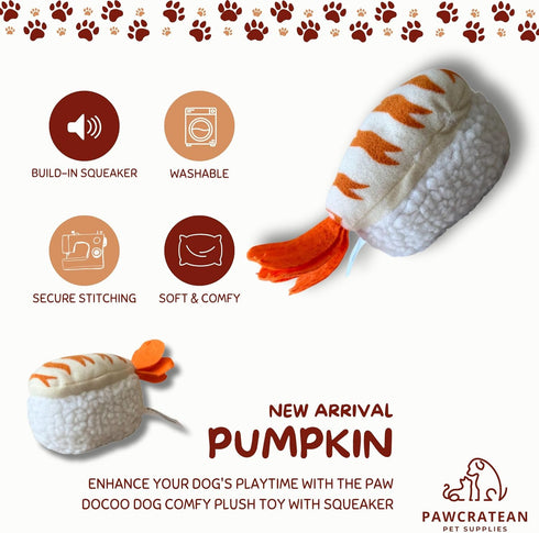7-Inch Plush Squeaky Toy for Small Dogs - Prawn Sushi Design