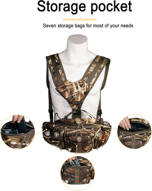 UNISTRENGH Hunting Camo Fanny Pack with Harness, Waist Pack Pouch for Hiking