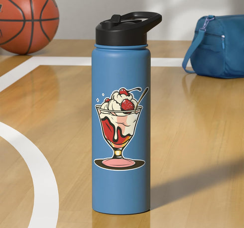 Funny Frozen Dessert Shirts and Giveaways Ice Cream Sundae Drawing Sorbet Stainless Steel Insulated Water Bottle