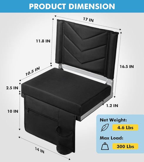 Stadium Seats with Back Support Bleacher Chairs with Back and Cushion Portable Folding Padded Stadium Chair