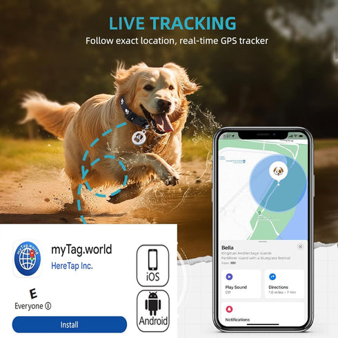 sotfkd Dog Tracker-GPS Dog Collar-GPS Tracker for Dogs-Pet Tracker | Dual-System Tracker | Android and iOS Universal |