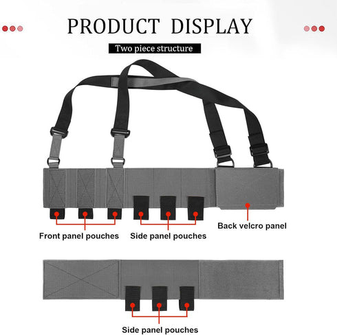 Low-Vis Tactical Chest Fixation Device - Lightweight Elastic Rig Cummerbund for Combat Gear
