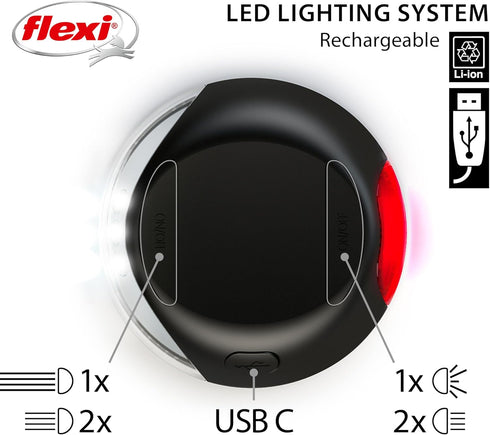 FLEXI LED Lighting System, Splashproof, Black, for Flexi Retractable Leashes with Rechargeable Battery