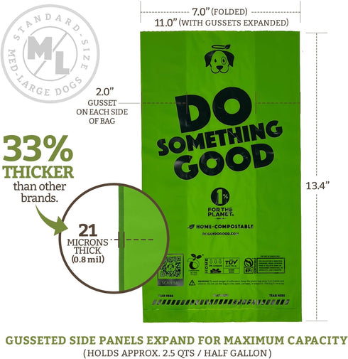 10 Doggy Do Good Poop Waste Bags, Unscented USDA Certified Biobased, Leak Proof, Certified Home Compostable, Bags