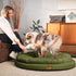 ClevaHome Orthopedic Dog Bed for Large Dogs - Dual Layer Water Repellent Round Pet Bed with Washable Cover, Olive Branch