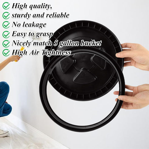 3PCS 5 5 Gamma,Black Gallon Screw Top Lids, Leak-Proof Seal Lids Bucket for Pet Food Storage Container Lids, Paint
