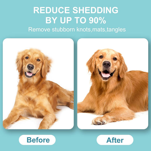 Pet Grooming Brush - Double Sided Undercoat Rake for Dogs & Cats, Professional Deshedding Brush for Removing Knots