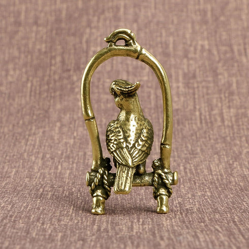 1 Pcs Brass Parrot Ornament, Animal Figurines for Desktop Decoration (Golden)