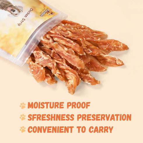10.6 oz Pawmate Dog Treats Chicken Jerky Strips for Dogs, Natural Healthy Dog Jekry with Taurine, Real Chicken Twists