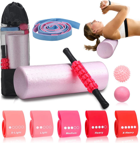 Soulchen 11 Pcs Pink 7 In1 Foam Roller Set Foam Back Roller