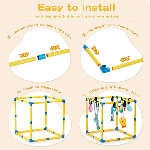 23x23x23 Inch 8 Keaber Puppy Play Gym - Puppy Jungle Gym with Hanging Toys for Small Dogs & Puppies Activities Center