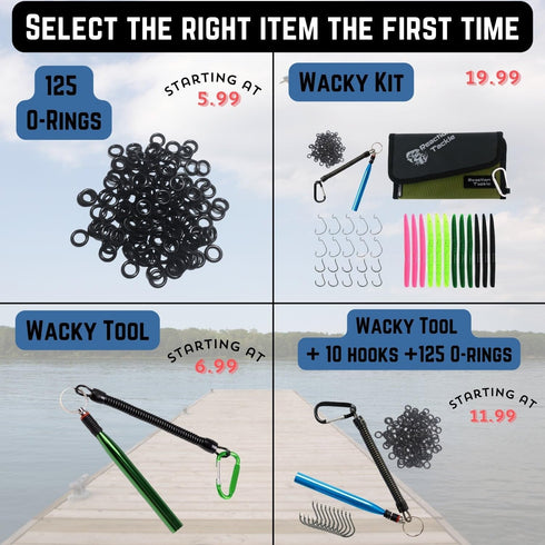 Reaction Tackle Wacky Worm Tool - Wacky O-Rings for Wacky Rigging Soft Plastic Worms or Rubber Fishing Worms for Bass