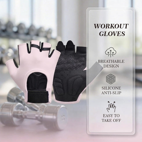 Workout Gloves for Women Lightweight Sweat-Wicking Breathable Gym Gloves with Silicone Grip, Padded Palm for Light