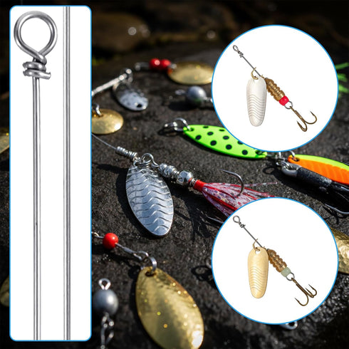Apojgitn 100PCS Fishing Wire Spinner, Stainless Steel Lure Making Supplies Kit for Hanging Fishing Spinners Rigs