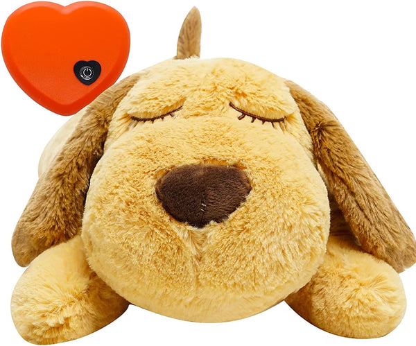 Dog Heartbeat Toy Medium (Yellow) - Plush Calming Toy with Simulated Heartbeat and Heat for Anxiety Relief