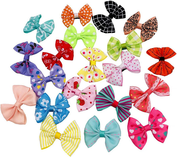 PET SHOW 20pcs Dog Hair Bows with Alligator Clips, Assorted Bowknot Hair Clips for Small Medium Dogs, Cat, Puppy