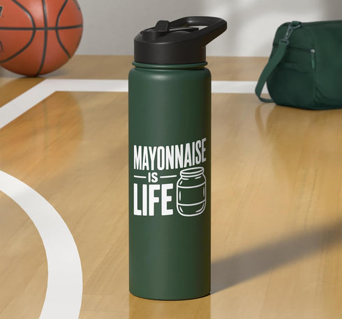 Fraxoweb Mayonnaise Is Life Funny Foodie Lover Stainless Steel Insulated Water Bottle