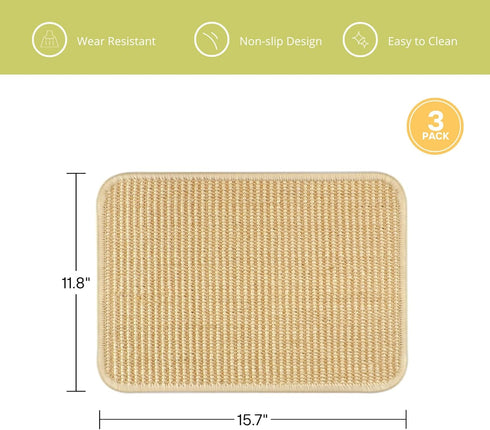 Tierecare 3-Pack (15.7"x11.8") Rabbit Scratching Pads Natural Sisal Bunny Scratch Mat for Claw & Teeth Care, Small