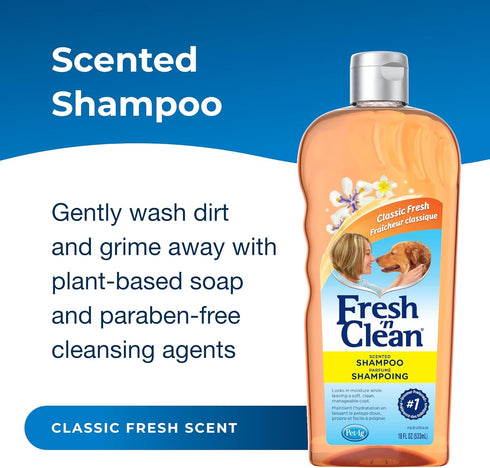 Pet-Ag Fresh ’n Clean Scented Shampoo, 18 oz - Classic Fresh Scent, Moisturizes with Vitamin E & Aloe Vera