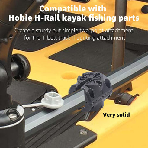 LaWana Kayak Rail Adapter, Black Kayak Rail Mount Compatible with Hobie H-Rail and MightyMount Duo Rails, Kayak Fishing