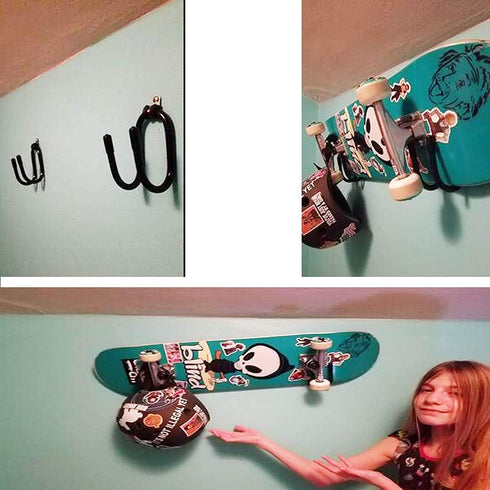 Upgrade Large Surfboard Storage Rack, Adjustable Wall Mount for Ski, Snowboard, Wakeboard, Skateboard - Holds Up to 20LB