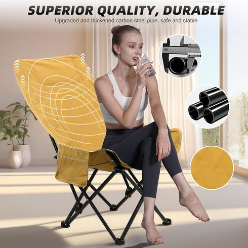 1 2 Smartmak Oversize Portable Sauna Chair, High Back Quick Folding Chair, Adjustable Angle, with Storage Bag,