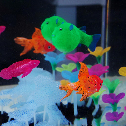 Aquarium Simulation Goldfish, Artificial Fish Moving Floating Fake Fish for Tank, Silicone Luminous