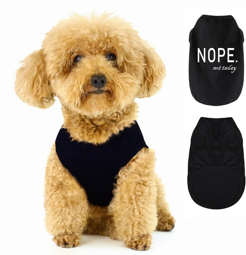 Cozy Cotton Canine Wear: Soft, Lightweight Dog Shirt Vest with Eye-Catching Graphics (NOPE not today), Black XXS