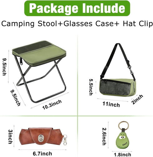 JELUTRIC Stool,9.5 Inch 350LB, Backpack Portable Folding Lightweight Handy Collapsible Camping Stool Convertible