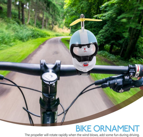 PRETYZOOM Cat Bike Bells, Bicycle Handlebars Mount Cat Doll with Propeller Helmet, Bicycle Decoration Accessories