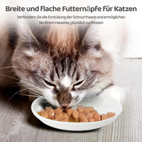 Dorakitten Ceramic Cat Bowls 3 Packs, No Whisker Fatigue Wide Shallow Cat Dishes with Non-Slip Silicone Bottom, Pet Cat Food Water Plates Bowls, 5.9 Inches Diameter