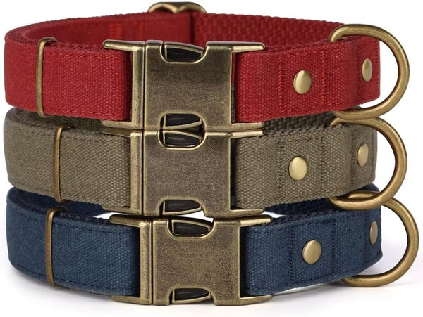 PET ARTIST Dog Collars for Small Dogs, Heavy Duty with Quick Release Metal Buckle, Soft Padded Red, S