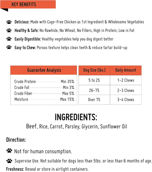 Beef Dog Chew Twist Sticks - 10pcs/Pack Puffed Human Grade Beef Dog Treat Sticks, Rawhide Alternative