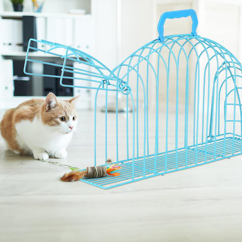 Balacoo Cat Bath Box, Cat Drying Cage for Scratch Resistance, Multipurpose Grooming House Dryer Cage, Blue