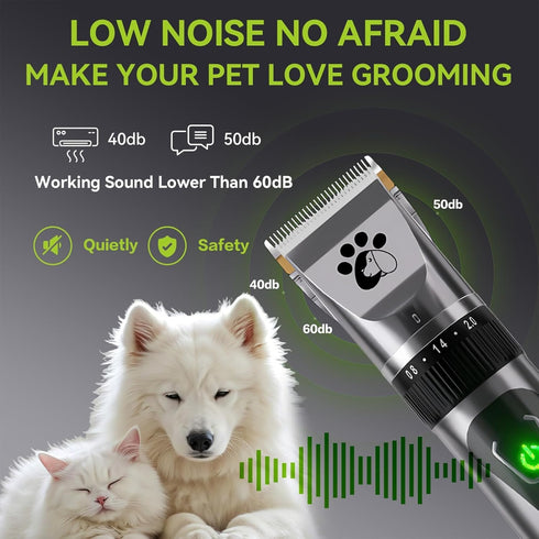 Trimmer, 2-Speed Trimmer Coldspot Dog Clippers Cordless, Professional Cat Low Noise Dog Grooming Kit, Pet for Small