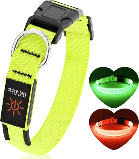 Light Up Dog Collar, Adjustable LED Rechargeable Waterproof for Night Walking, Glow in The Dark for Medium Large Dogs