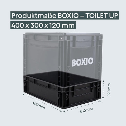 15.7" 11.8" 4.7", set 15" BOXIO - TOILET UP: Camping toilet seat riser for split toilets, x x with hemp litter, shake