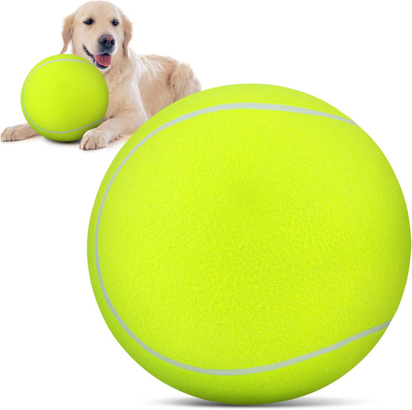 QDAN Giant Large Tennis Ball for Dogs: 9.5" Yellow Dog Tennis Ball for Outdoor Play, Big Dog Toy