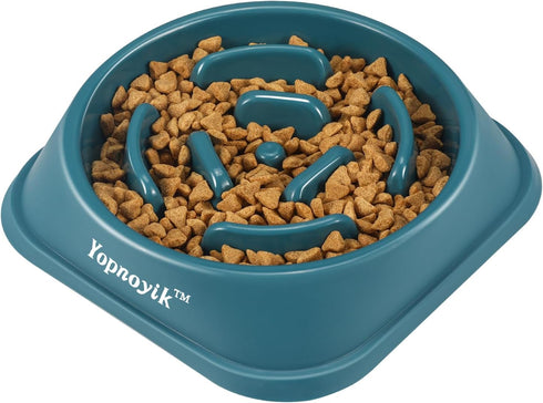 Slow Feeder Dog Bowls, Anti-Slip Maze Puzzle Feeding Bowls for Small and Medium Dogs and Cats (Navy Blue)