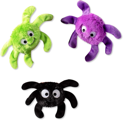Fringe Studio Mini Dog Toy Set, Creepy Crawly Spiders, Set of 3, Multi-Colored