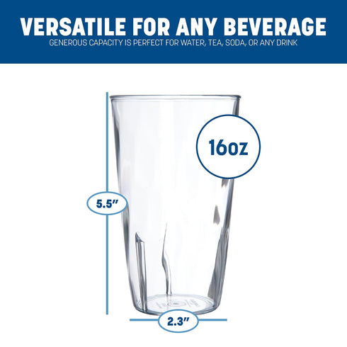 16 Oz, 1 Count, Carlisle FoodService Products Swirl Tumbler, Plastic Cup for Water and Cold Drinks, Clear