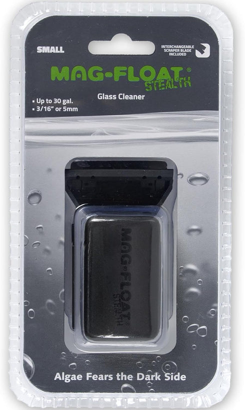 Mag-Float Small Black Stealth Glass Magnet Aquarium Scraper Cleaner with Blade - Floating Magfloat Magnetic Cleaning