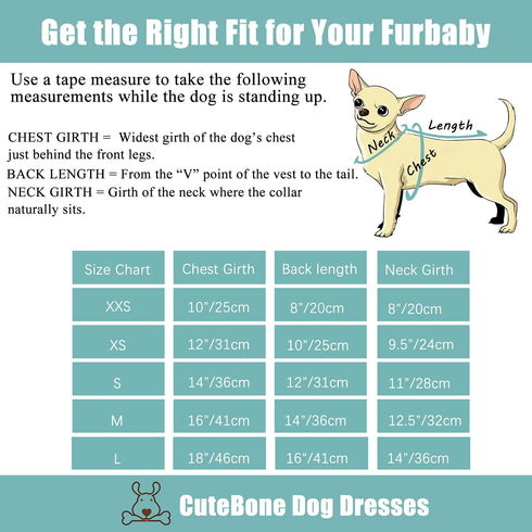 CuteBone Dog Dress, Princess Puppy Birthday Dress with Flutter Sleeves, Cat Clothes Outfit for Small Dogs (FX05XS)