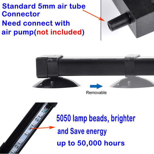 Aquarium Air Bubble Light, RGB LED Fish Tank Light with 16 Colors, Remote Control IP68 Submersible Lamp for Turtle Tank